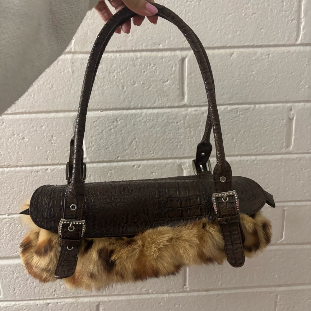 Faux fur shoulder bag